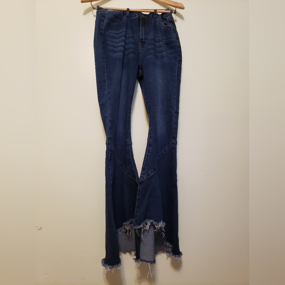 High rise bell bottom jeans